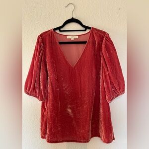 LOFT Deep Pink Velvet Top